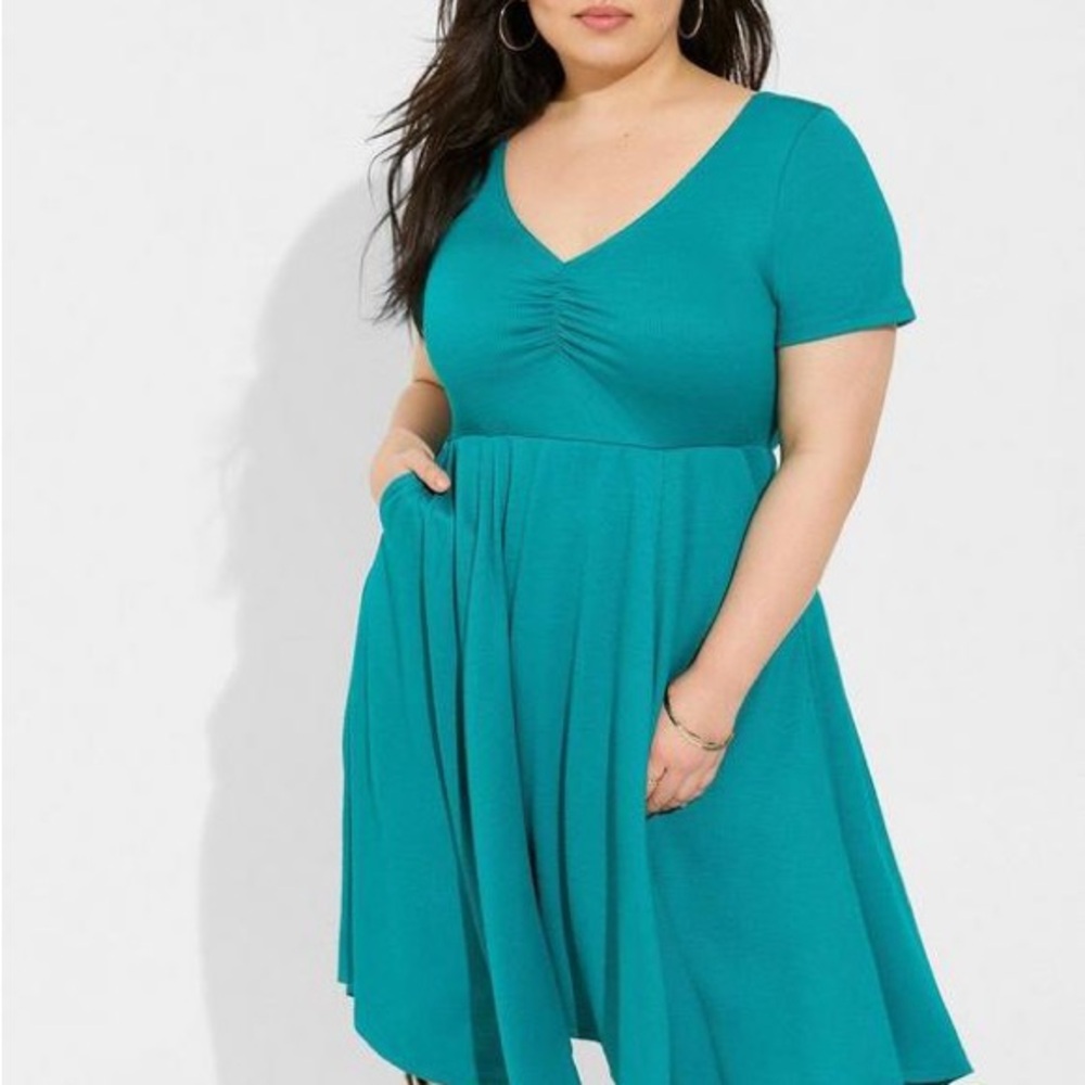 Torrid Teal Short Sleeve Mini Dress